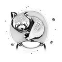 red panda on a scooter jumping through a ring of fire tattoo design idea
