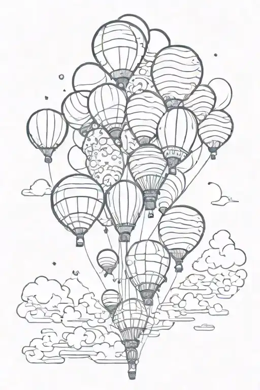 9 balloons floating in the sky, symbolizing dead siblings   tattoo design idea