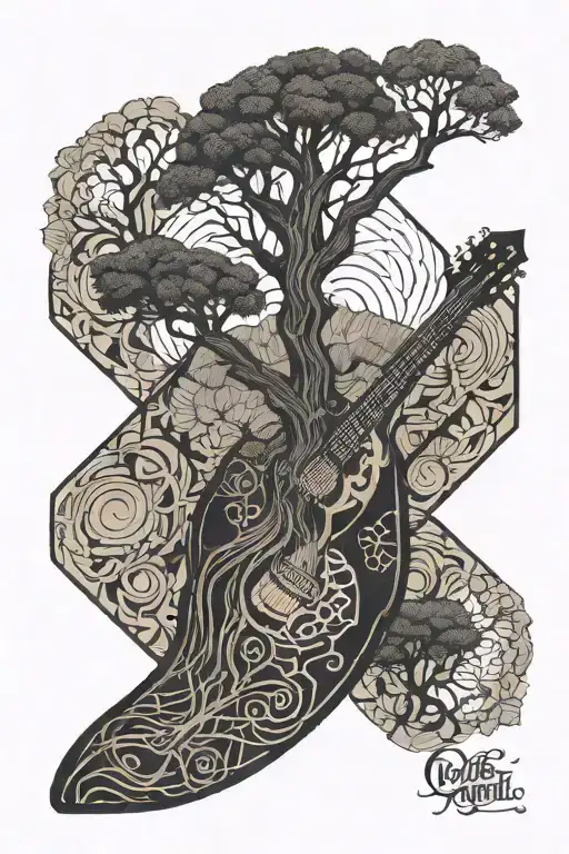 tree of death guitar fingerboard inlay forearm tattoo tattoo design idea