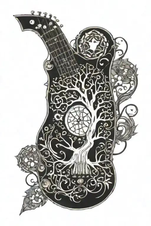 tree of death guitar fingerboard inlay forearm tattoo tattoo design idea