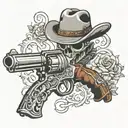 cowboy gun dual wielding pistols tattoo design idea