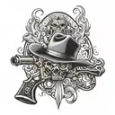 cowboy gun dual wielding pistols tattoo design idea