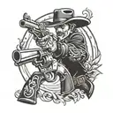 cowboy gun dual wielding pistols tattoo design idea