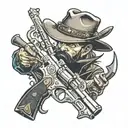 cowboy gun dual wielding pistols tattoo design idea