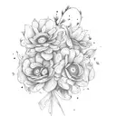June, July, August, September, birth month flower bouquet  tattoo design idea