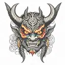oni demon mask tattoo design idea