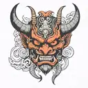 oni demon mask tattoo design idea