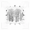 forest burning inside rectangular frame tattoo design idea
