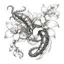 scorpion and orchid flower tattoo design idea