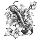 scorpion and orchid flower tattoo design idea