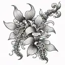 scorpion and orchid flower tattoo design idea
