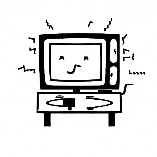 stick figure with a tv for a head, sitting on the ground with a bowl and joint, with a red asterisk in his tv face  tattoo design idea