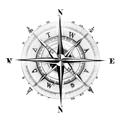 A vintage-style compass surrounded by delicate flowers tattoo design idea