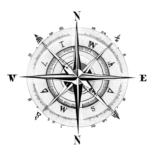A vintage-style compass surrounded by delicate flowers tattoo design idea