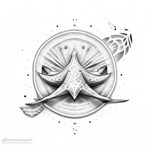 stingray with surfboard  tattoo design idea