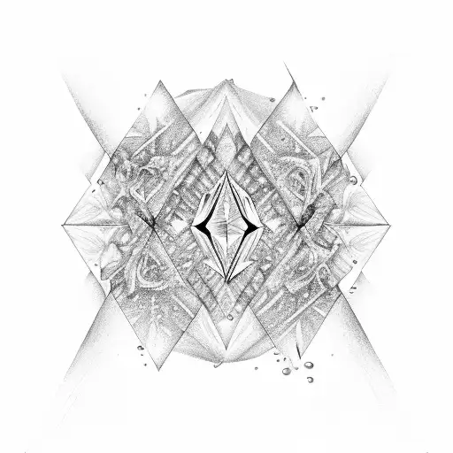  diamonds and fire tattoo design idea