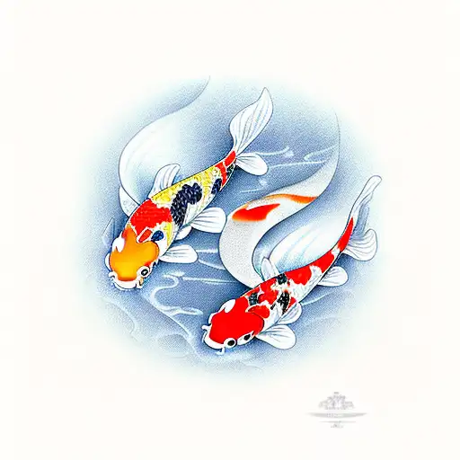 two Koi Fish with around them  tattoo design idea