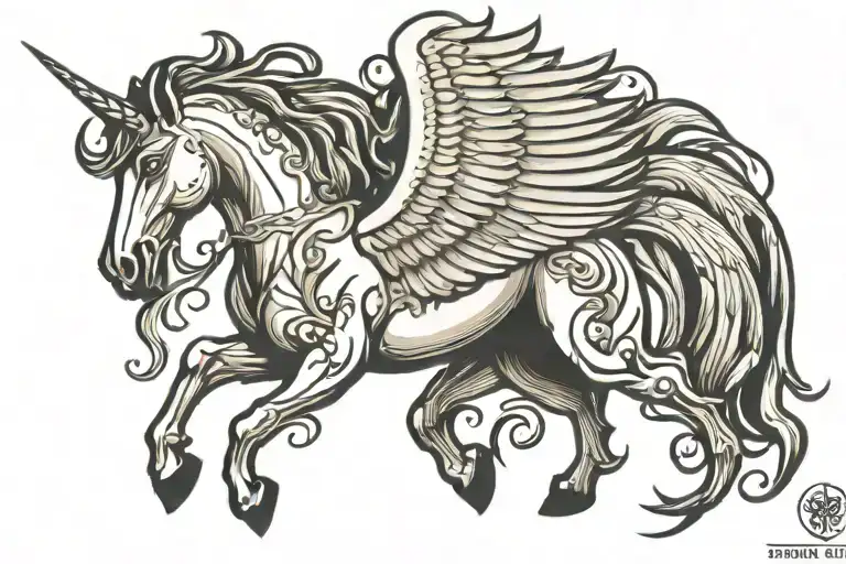 Pegasus flying tattoo design idea