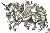 Pegasus flying tattoo design idea