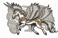 Pegasus flying tattoo design idea