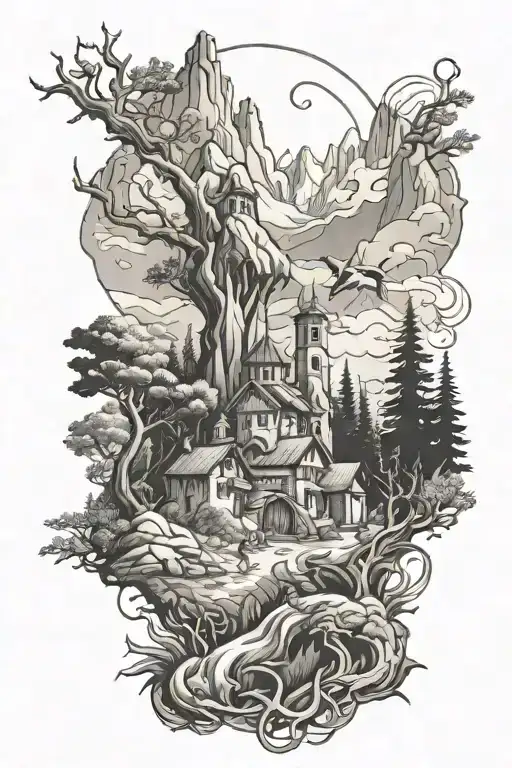 mont blanc trail calf tattoo design idea