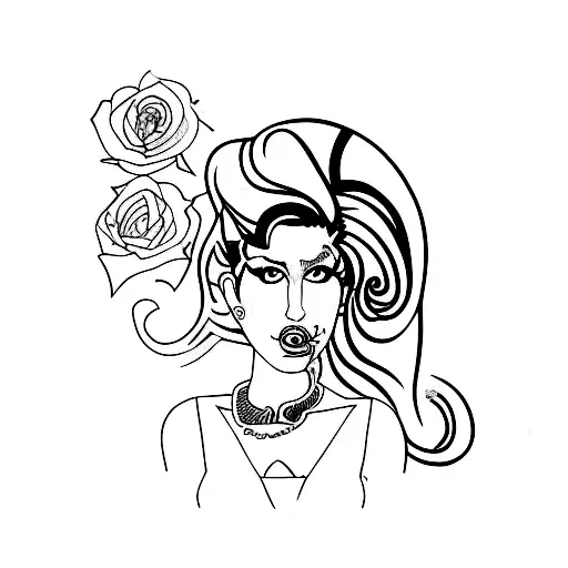 Amy Winehouse smoking tattoo design idea