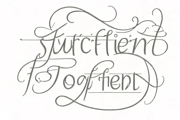 sufficent for today in script font tattoo design idea