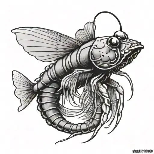 pistol shrimp with goby fish  tattoo design idea