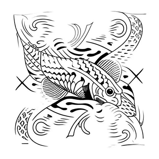 Koi Fish playing cards 2 hearts 7 clubs tattoo design idea