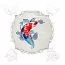 Koi Fish playing cards 2 hearts 7 clubs tattoo design idea