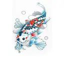 Koi Fish playing cards 2 hearts 7 clubs tattoo design idea