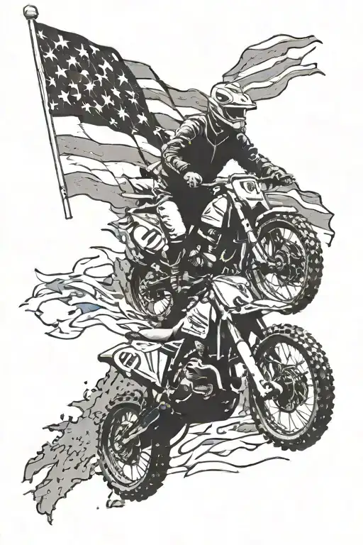 Pink Floyd, motocross, American flag, grave, hawks flying, California, and blue lives matter tattoo design idea