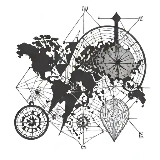 world map compass tattoo design idea