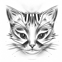 cat head linear in front tattoo design idea