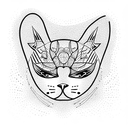 cat head linear in front tattoo design idea
