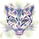 cat head linear in front tattoo design idea