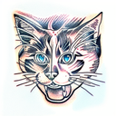 cat head linear in front tattoo design idea