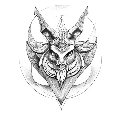 hecate, baphomet, Nordic compass tattoo design idea