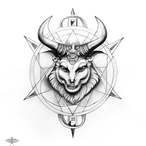 hecate, baphomet, Nordic compass tattoo design idea