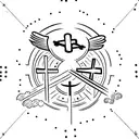 crosses, clouds, angels, clouds, birth dates tattoo design idea