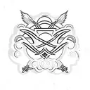 crosses, clouds, angels, clouds, birth dates tattoo design idea