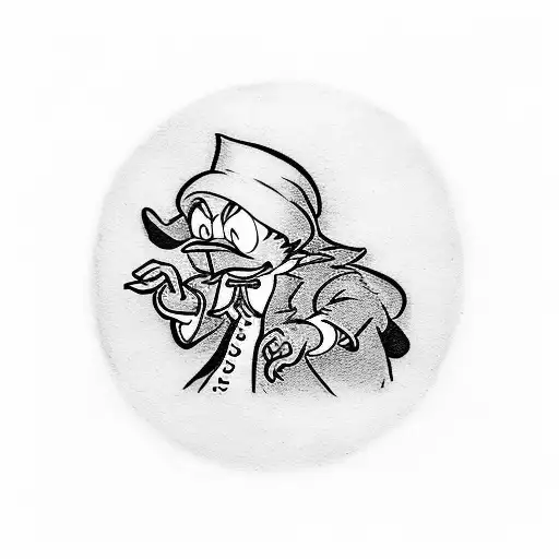 scrooge mcduck with middle finger sign  tattoo design idea