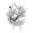 Intricate black and grey karate belt unraveling into Japanese cherry blossoms tattoo design idea