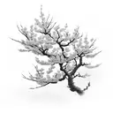 Intricate black and grey karate belt unraveling into Japanese cherry blossoms tattoo design idea