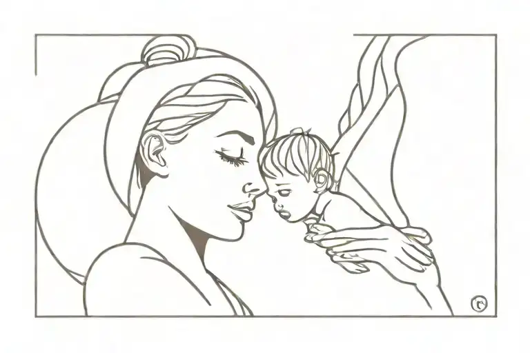 Mother and Son tattoo design idea