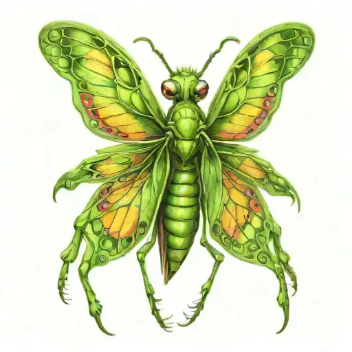 mantis wings spread tattoo design idea