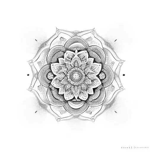 mandala with roses tattoo design idea