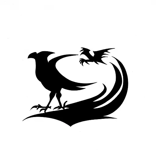 A crow, a dragon and a wolf tattoo design idea