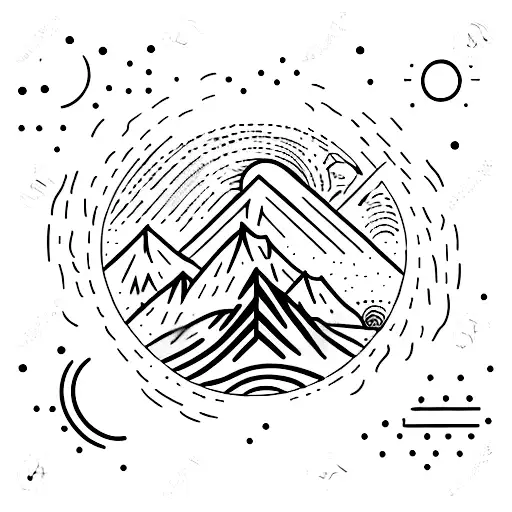 Combine elements of hiking and astronomy to create a celestial mountain range tattoo tattoo design idea