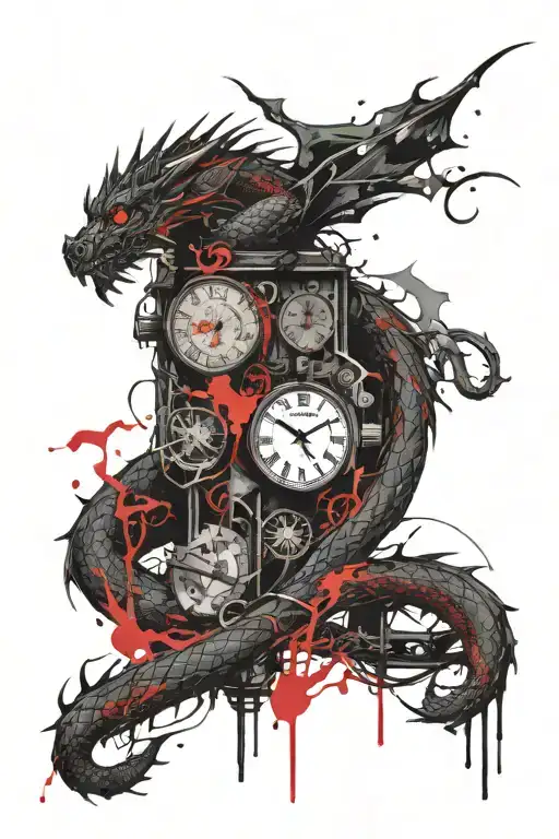 dragon wrapped around a watch tower tattoo design idea